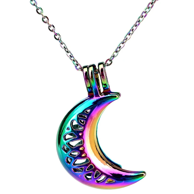 

C836 COLORS Beauty Crescent Moon Necklace Pendant Aroma Essential Oil Diffuser Fun Gift
