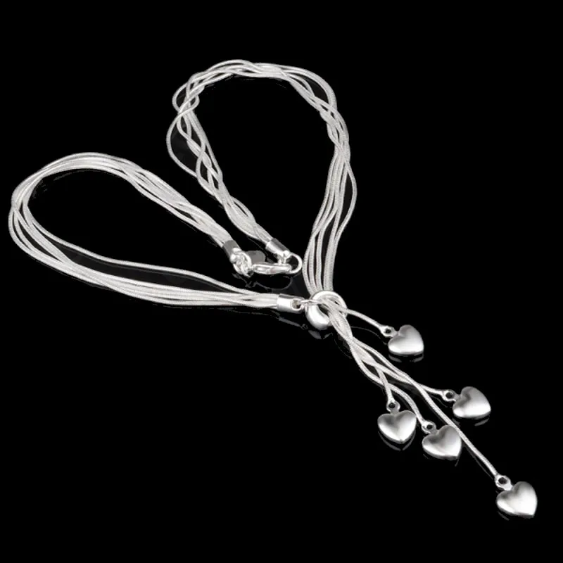 

Wholesale Elegant Silver Snake Chain Heart Necklace Women Jewelry Free Shipping
