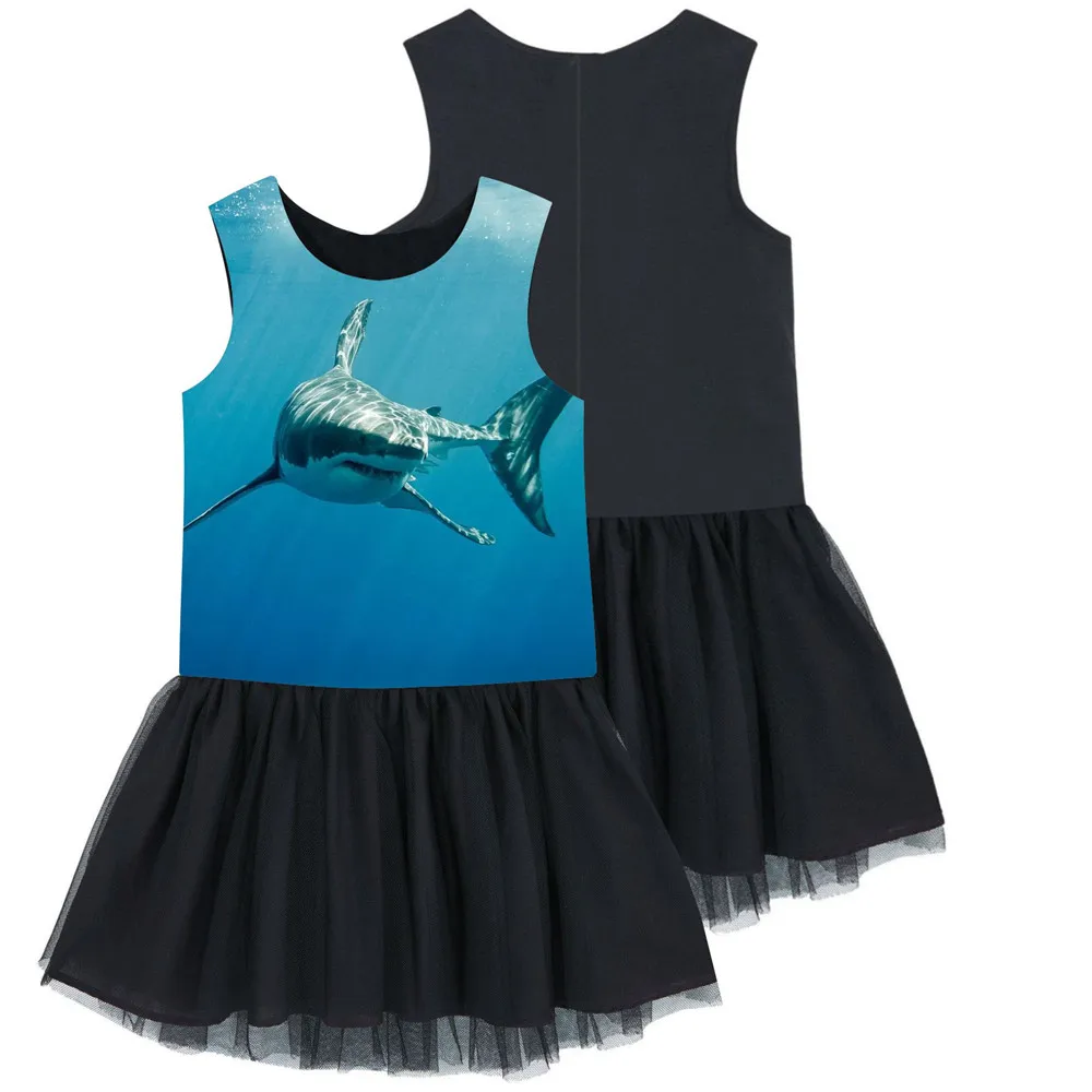 Детское платье одежда без рукавов с принтом глубоких морских акул модная детское
