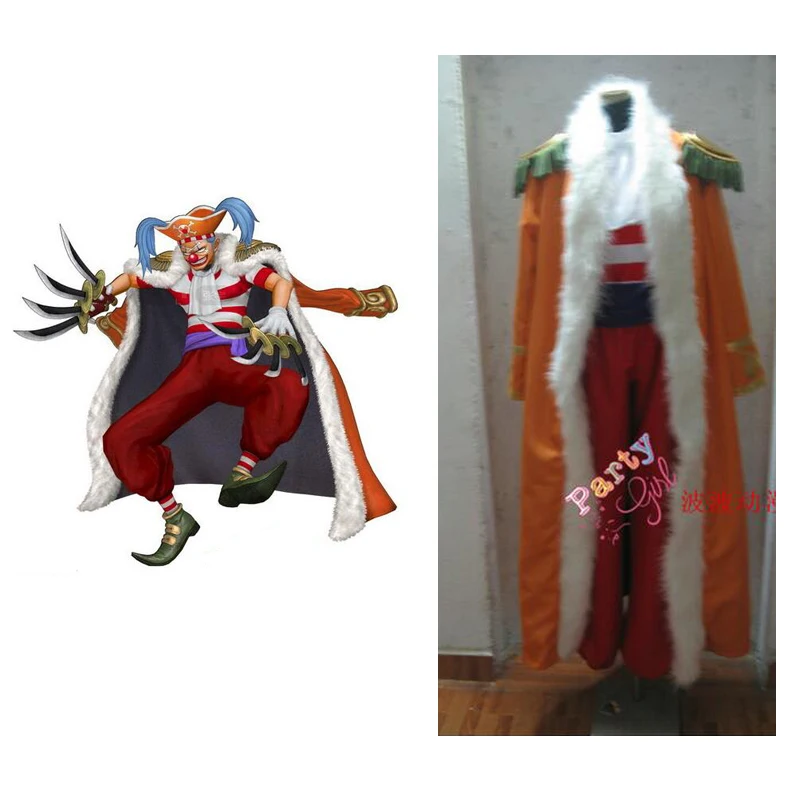 2016 Новый Аниме ONE PIECE косплей костюмы Капитан Багги верхняя одежда для косплея в