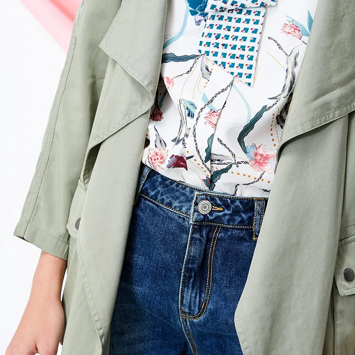 Vero Moda женский декоративный карман свободный крой армейский зеленый Тренч с лацканами пальто | 318317505