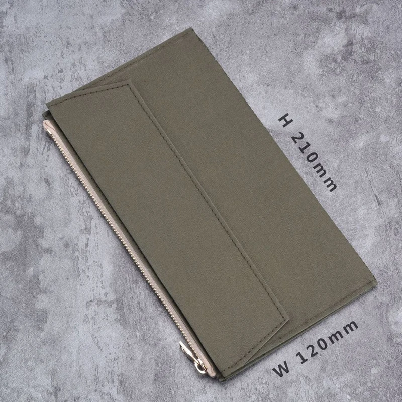 Green Standard L Винтажная сумка для хранения от Fromthenon, записная книжка Midori, карман на молнии, ретро холщовый держатель для карт, школьная сумка, канцелярские принадлежности - Цвет: Green Standard L