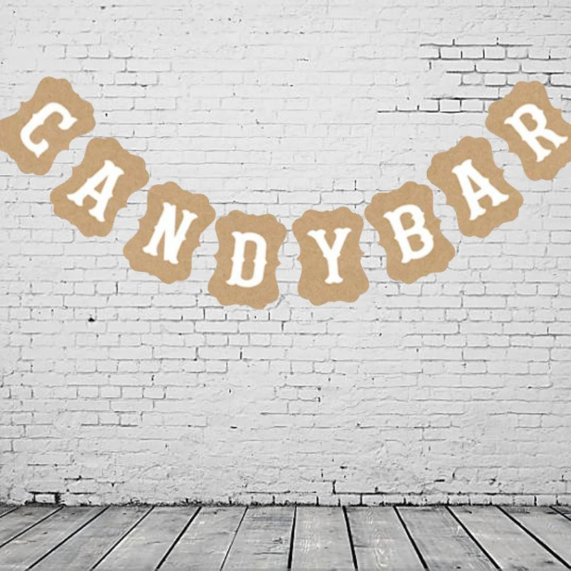 Крафт-бумага конфетный бар баннерная Гирлянда для винтажной свадьбы детский душ