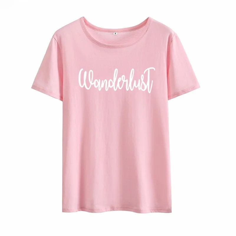 Женская футболка с круглым вырезом Wanderlust хлопковая коротким рукавом черные и