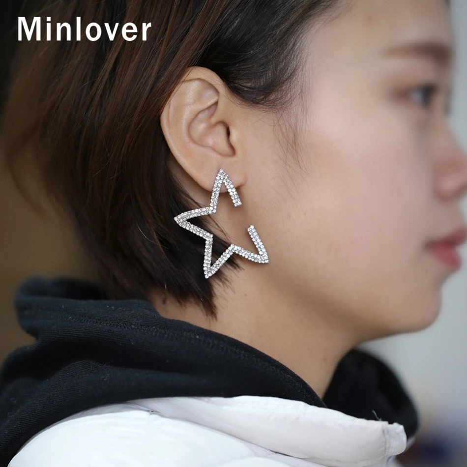 Minlover Винтажные серьги-гвоздики со звездами для женщин со стразами большие Boho Висячие Эффектные серьги модные свадебные украшения MEH1261