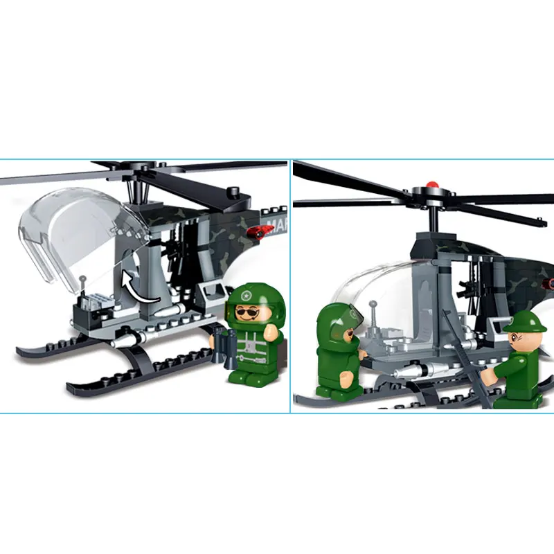 БанБао вертолет боец военная армия морские строительные блоки развивающие