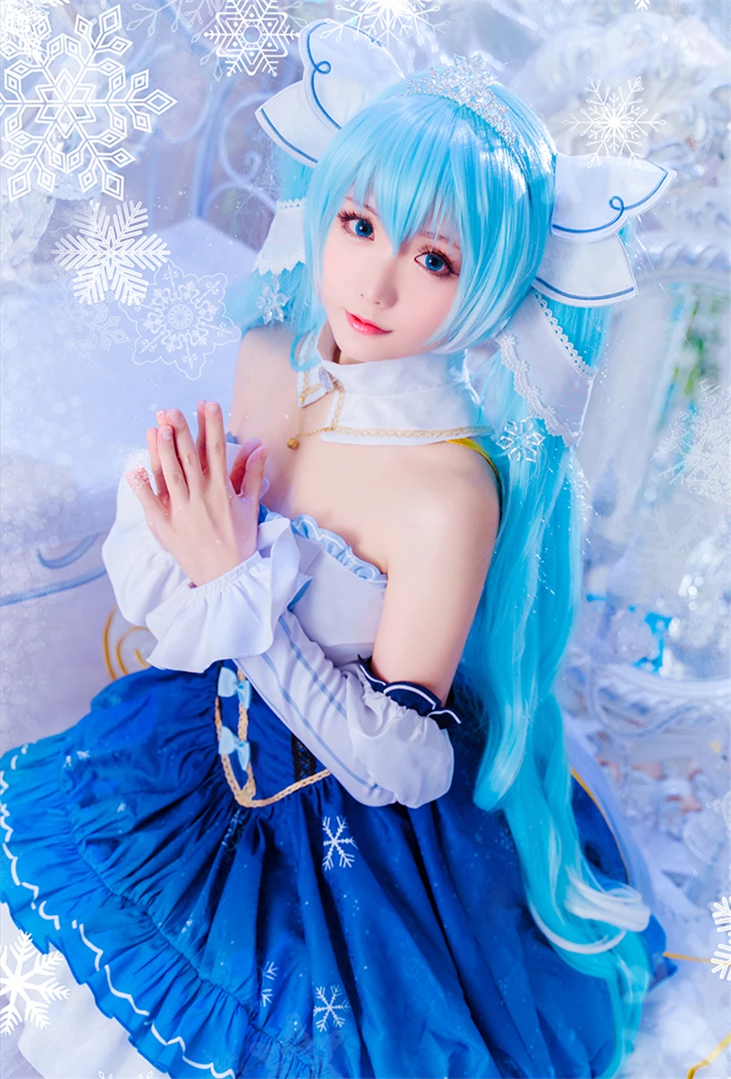 Аниме Косплей VOCALOID Hatsune Miku Star and Snow Miku косплей костюм на Хэллоуин женские костюмы V girl Oufits платье