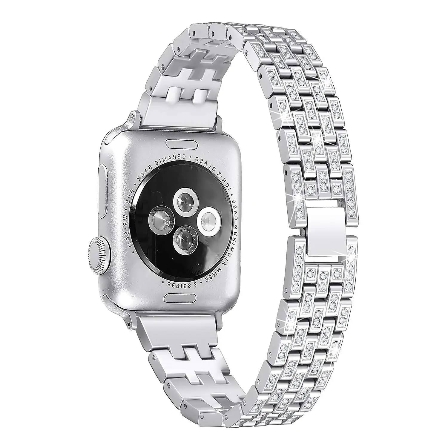 silver Бриллиантовый браслет ремешок для Apple Watch Band 42 мм 38 мм Женский браслет из нержавеющей стали для Apple Watch 40 мм 44 мм Серия 1 2 3 4 5 - Цвет ремешка: silver