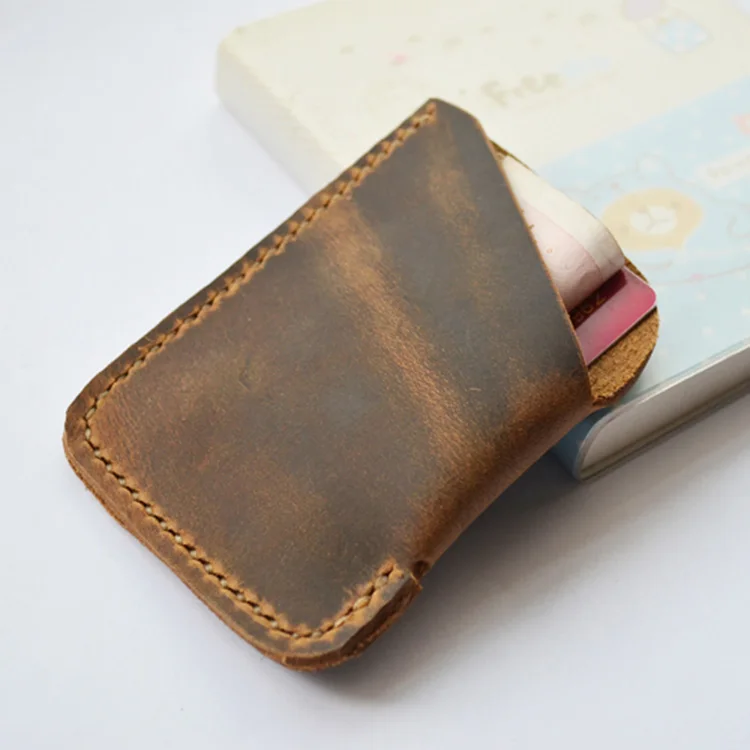 

Handwork Brief Vintage Mens Handmade Wallets Genuine Leather Minimalist Cow Leather Men Mini Wallet and Purse Coin Card Cowhide