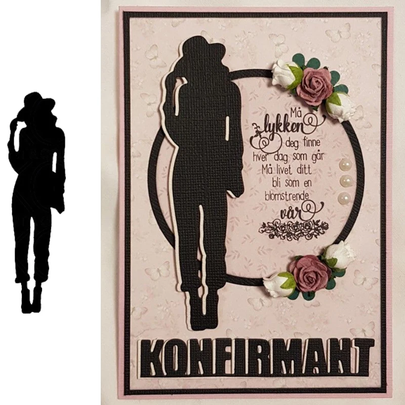 

Human Figure Shadow Metal Cutting Dies for Scrapbooking Girl with Hat New 2019 Cutting Embossing Stencils Paper Craft Die