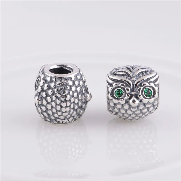 NEW Original 925 Sterling Silver Wise Owl Beads and Charms with Dark Green CZ Eyes Fit Pandora Bracelet Necklaces &amp Pendants | Украшения