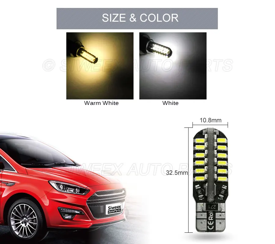 T10 48 SMD 3014 Canbus светодиодный авто светильник с can-bus W5W T10 светодиодный 194 ОШИБОК белый/теплый белый светильник лампы 12V