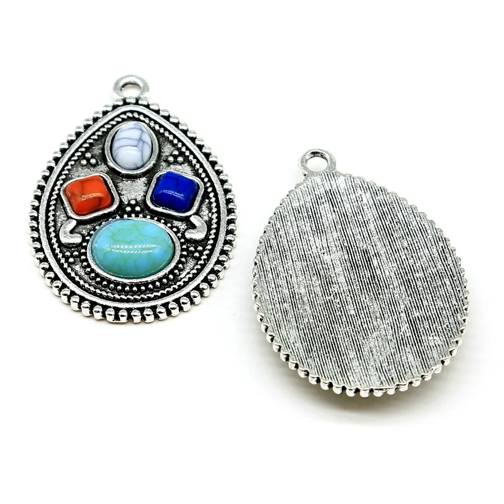 26x38mm 10 шт. серьги в форме капли, подвески, Микс, подвески для самостоятельного изготовления ювелирных изделий, товары для рукоделия, Винтажные серьги - Окраска металла: 26x38mm