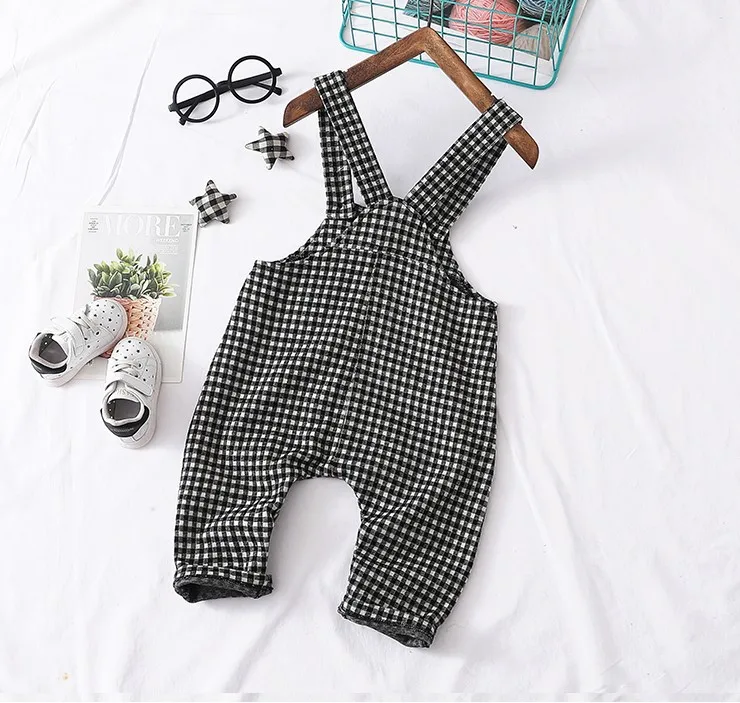 Новинка 2019 весенний хлопковый комбинезон в клетку для мальчиков и девочек 75 95 см 1