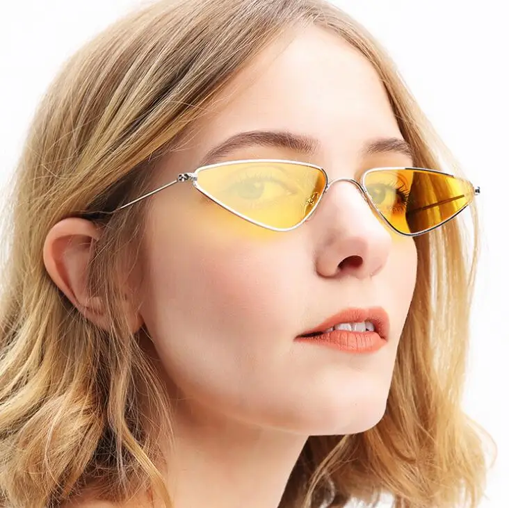 

New Metal Cat Eye Sunglasses Men Women 2021 Luxury Brand Fashion Colorful triangle Sunglasses punk Shades for women UV400 Oculos