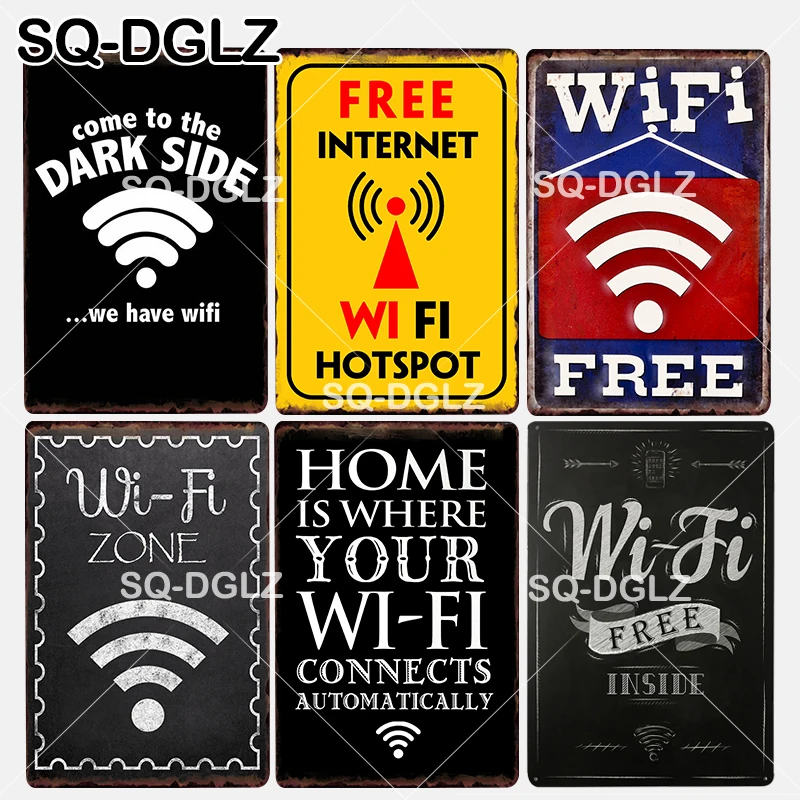 [SQ DGLZ] новый бесплатный интернет Wi Fi Hotspot жестяной знак Настенный декор приходит в