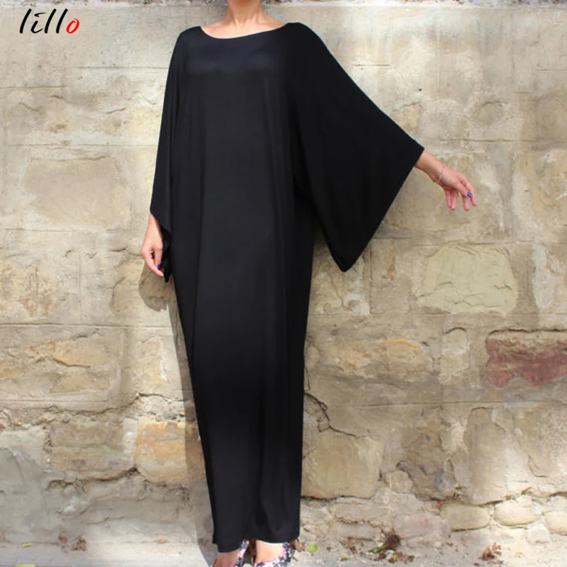 Женское платье с рукавом фонариком повседневное свободное О образным вырезом в