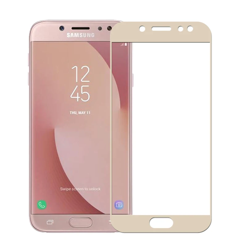Полное покрытие из закаленного стекла для samsung Galaxy J7 J730F Версия ЕС Защитная пленка для экрана для samsung Galaxy J7 Pro J730 - Цвет: Gold