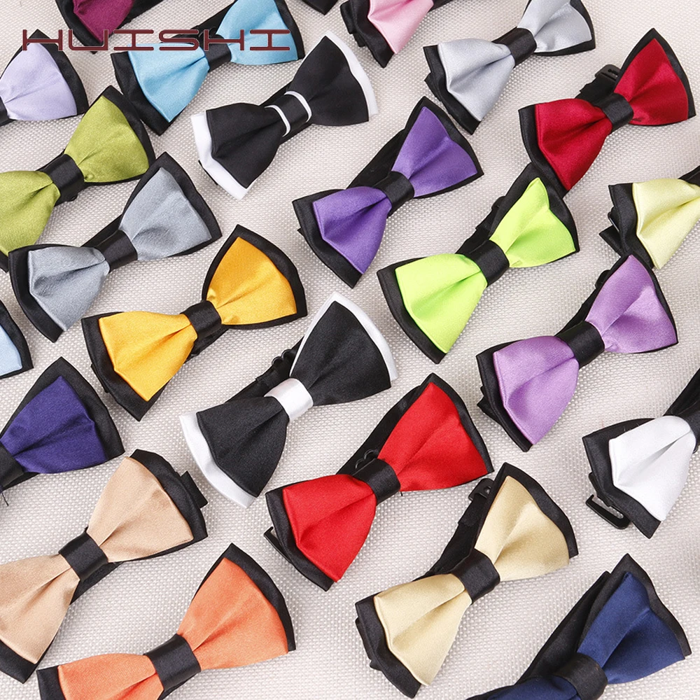 

HUISHI Classic Neckwear Boy Bowtie Kid Suit Baby Fashion Solid Color Adjustable Bow Tie Boy Girl Two Tone Pet Dog Cat Bowtie