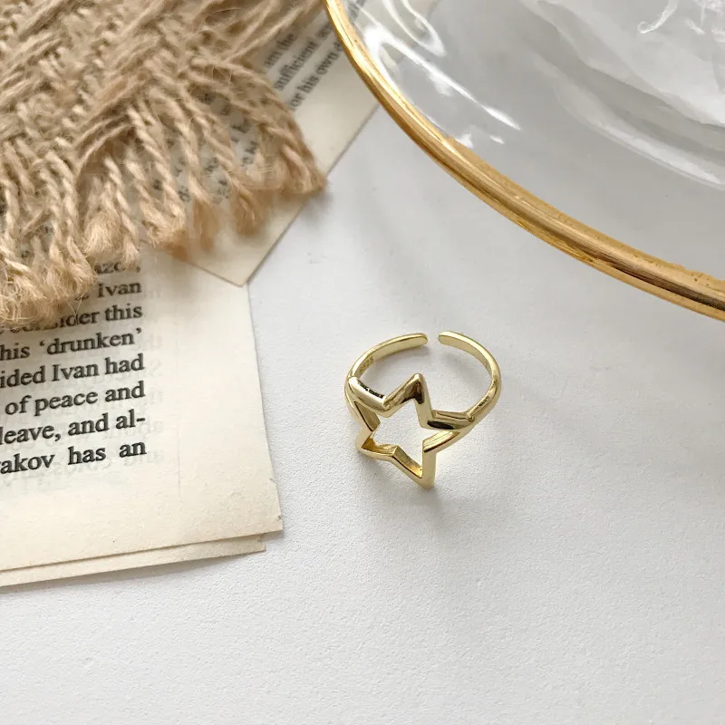 Простое кольцо золотого цвета со звездой обручальные кольца новинка с