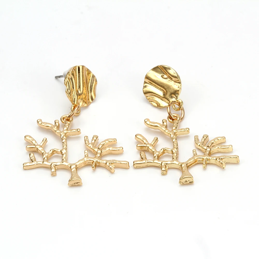 Новые модные висячие серьги кораллового дерева для женщин элегантные