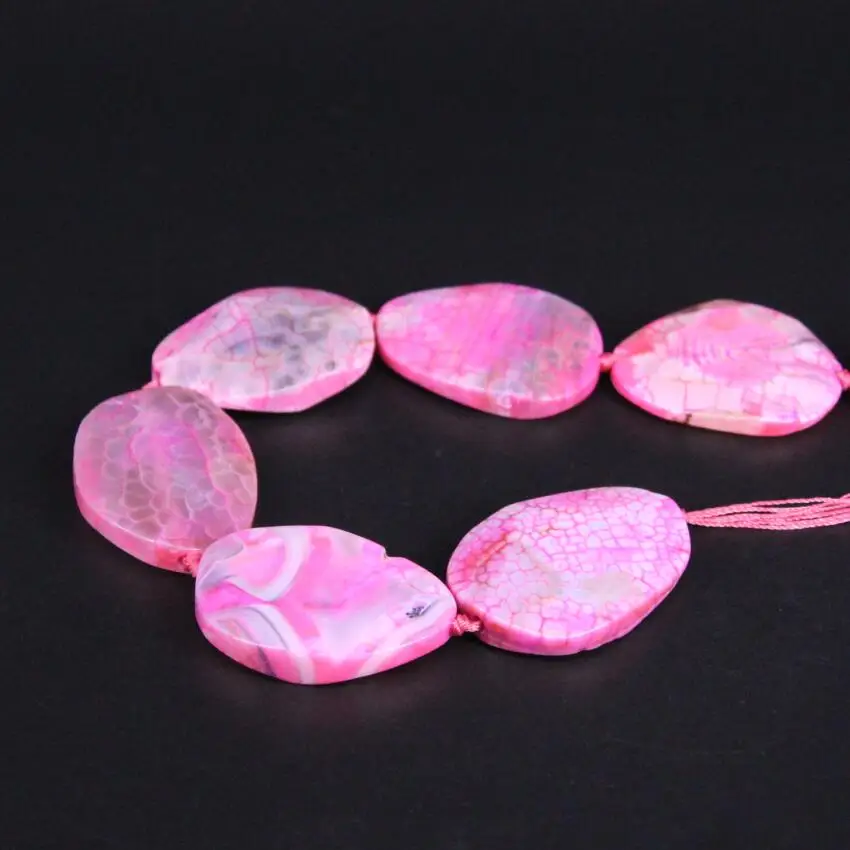 Бусины-подвески граненые необработанные Агаты в виде венок розового дракона