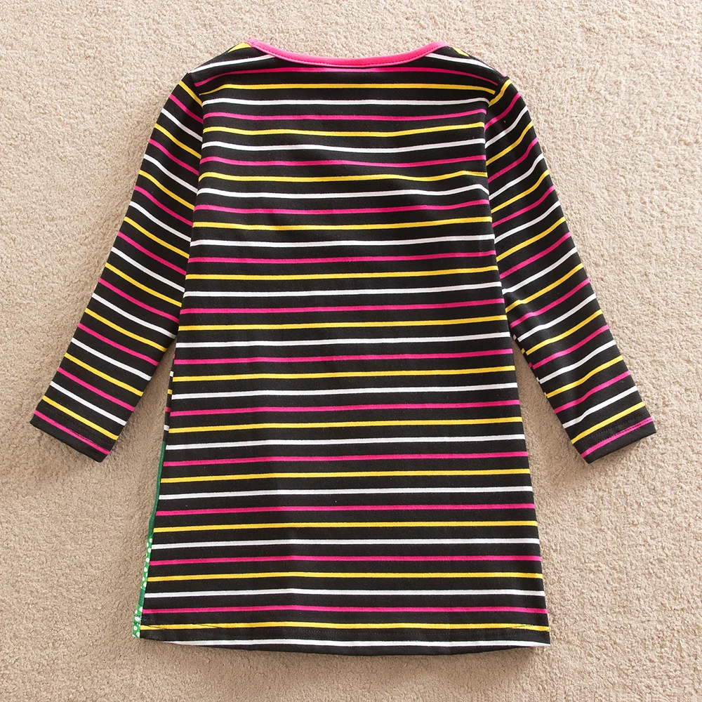 NEAT Spring Autumn Baby Girl clothes kids Long sleeve dress Stripe printing animal picture casual cotton AL6461 | Детская одежда и