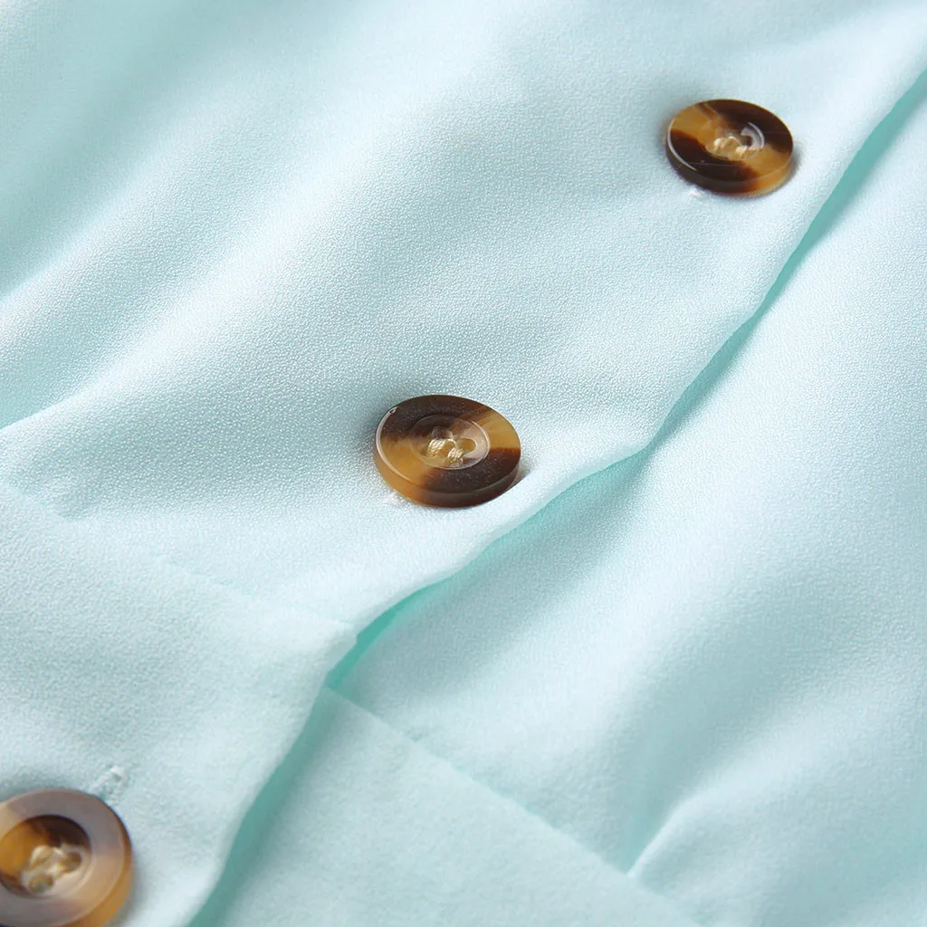 Женское однотонное синее Бандажное платье на пуговицах с поясом и v образным