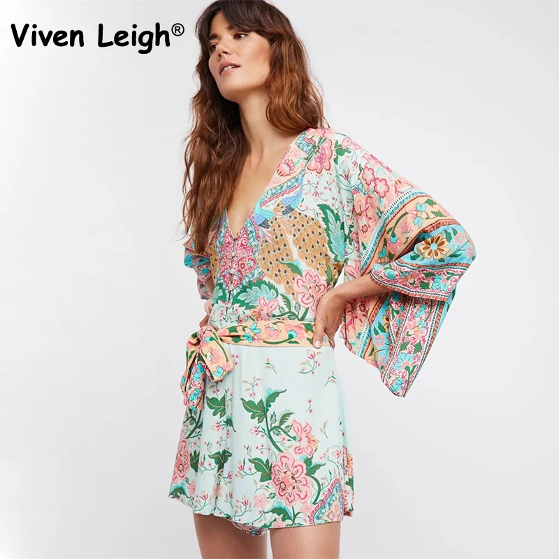 Viven leigh 2018 Для женщин лотоса Подпись Цветочный павлин печати ползунки Boho Хиппи V