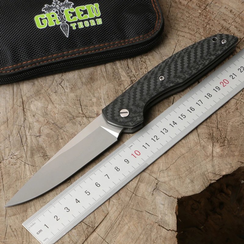 Green Thorn 110b оси m390 CF titanium + углеродного волокна обработки маленький складной нож