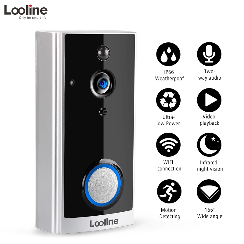 Видео дверной звонок беспроводной домофон Wifi Звонок камера Looline Двухсторонний
