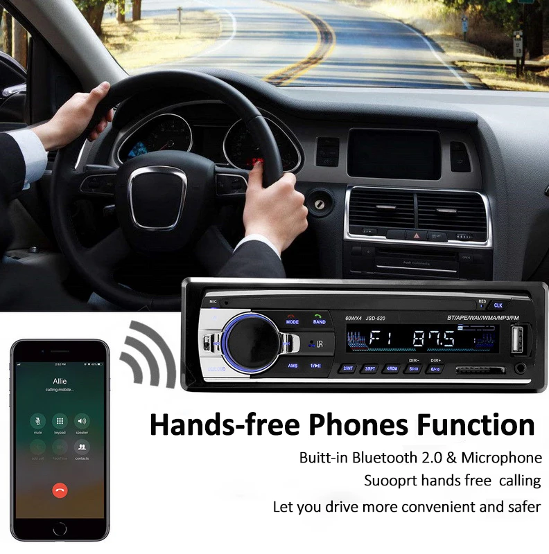 50 шт. цена за рубежом склад Bluetooth Стерео FM радио MP3 аудио плеер 5 в зарядное устройство USB/SD/AUX In-Dash 1 DIN