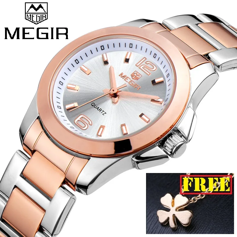 MEGIR, женские часы, Роскошные, под платье, наручные часы, Relogio Feminino, часы для женщин, Montre Femme, кварцевые женские часы для влюбленных