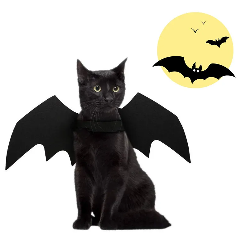 Забавные Черный Pet Cat Одежда крылья летучей мыши Необычные Pet костюм платье наряд маленький костюм для кошки, собаки Хэллоуин Bat жгут аксессуары