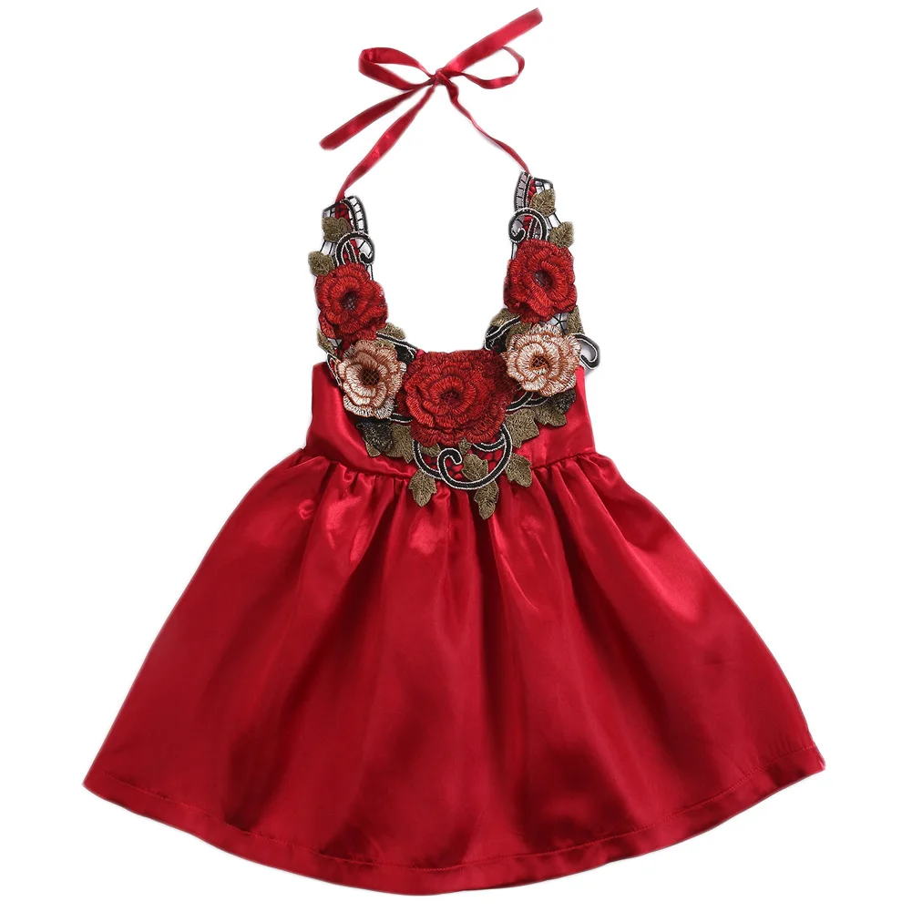 Toddler Kids Baby Girls Flowers Party Dress Formal Dresses Cute 3D Rose Princess Clothes Summer 6M-5T | Детская одежда и обувь