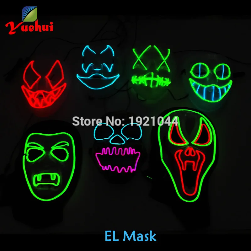 Электролюминесцентная маска вампира со звуковой активацией для Хэллоуина