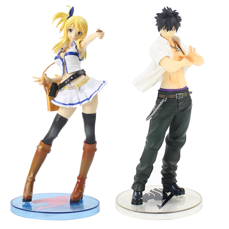 20-22 см Fairy Tail Люси хартфилия серый Fullbuster 1/7 Масштаб Окрашенные рис белое платье