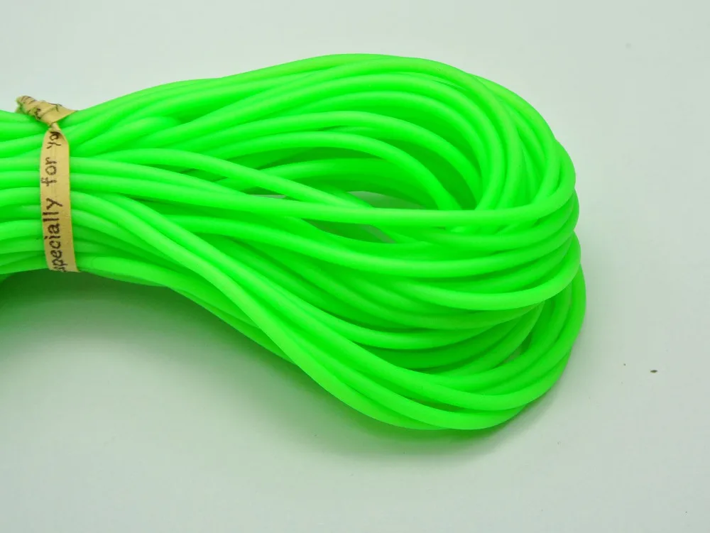

10 Meter Green 2mm Soft Hollow Rubber Tubing Jewelry Cord Cover Memory Wire