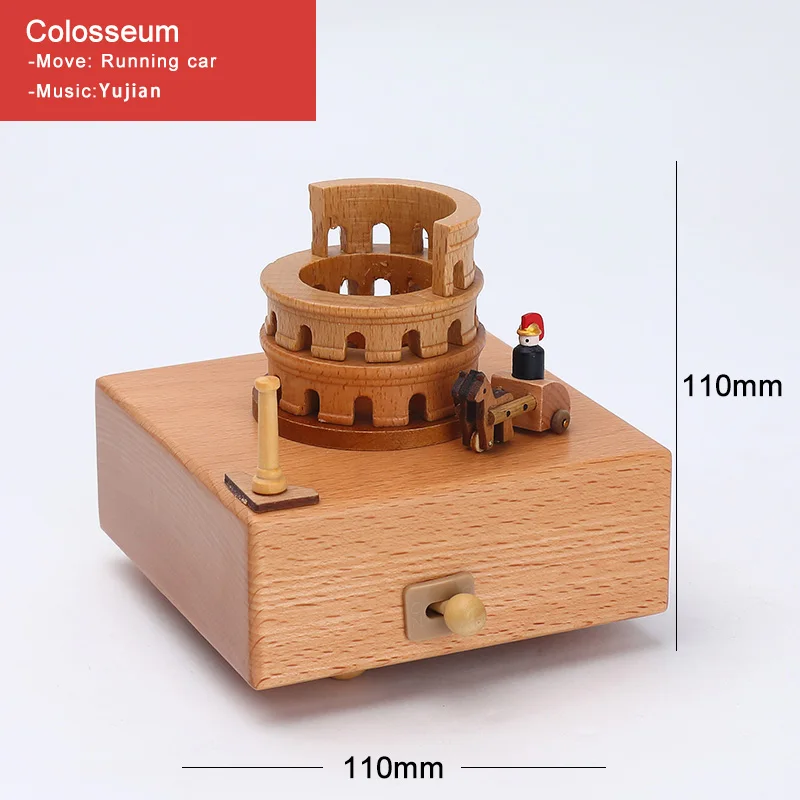 Colosseum Деревянная музыкальная шкатулка Caja, музыкальные деревянные коробки ручной работы, заводное ремесло, гравировка с днем рождения, аксессуары для украшения дома, YYH-MZ - Цвет: Colosseum