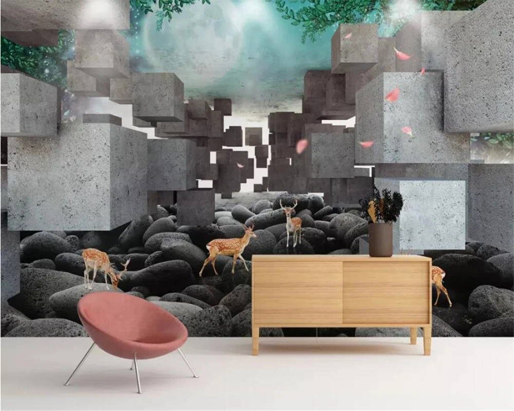 Фотообои beibehang на заказ 3d обои с изображением кубика цветущего сливы оленя HD