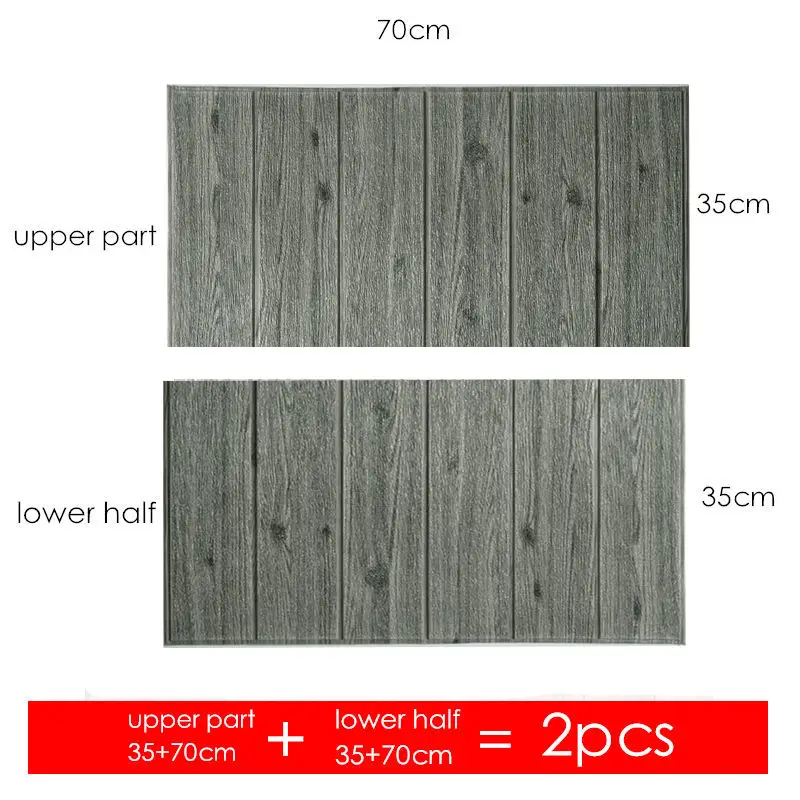 B 35x70cmx2pcs украшение комнаты Средиземноморский стиль DIY ПЭ Пена 3D стикер стены деревянный эффект самоклеющиеся наклейки стены домашний декор - Цвет: B