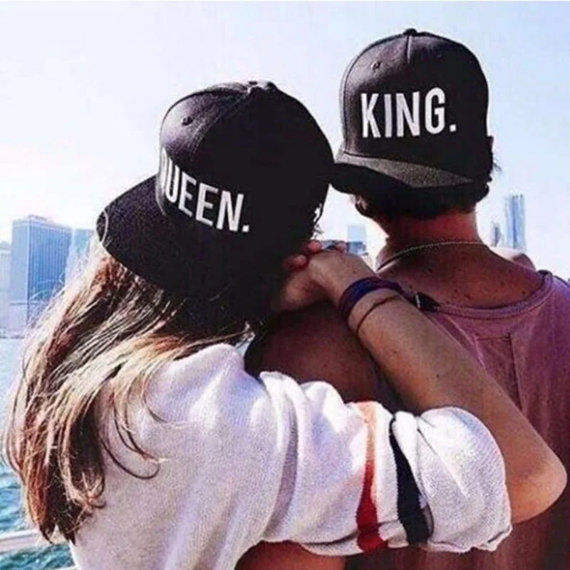 

Fashion Embroider KING QUEEN Hat For Couples Lovers Unisex Hip Hop Sun Block Women Men Cotton Baseball Cap All Matched Wholesale
