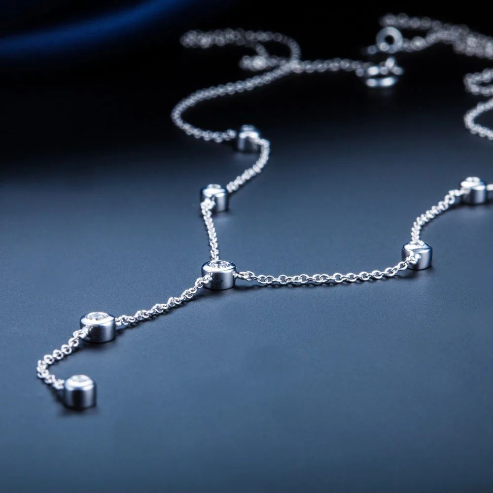 Новое поступление ZOCAI бренд падающая звезда 0.14 СТ CERTIFIED18K белое золото Nacklace T024 |