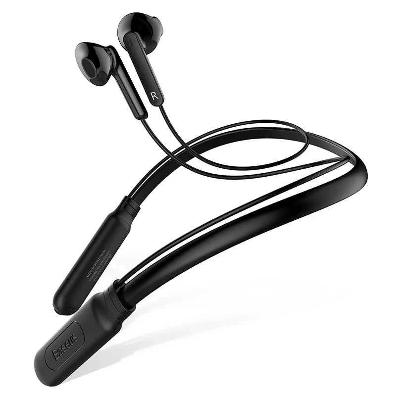 Baseus S16 Bluetooth наушники Встроенный микрофон беспроводные легкие шейные спортивные наушники стерео auriculares для телефона - Цвет: Black