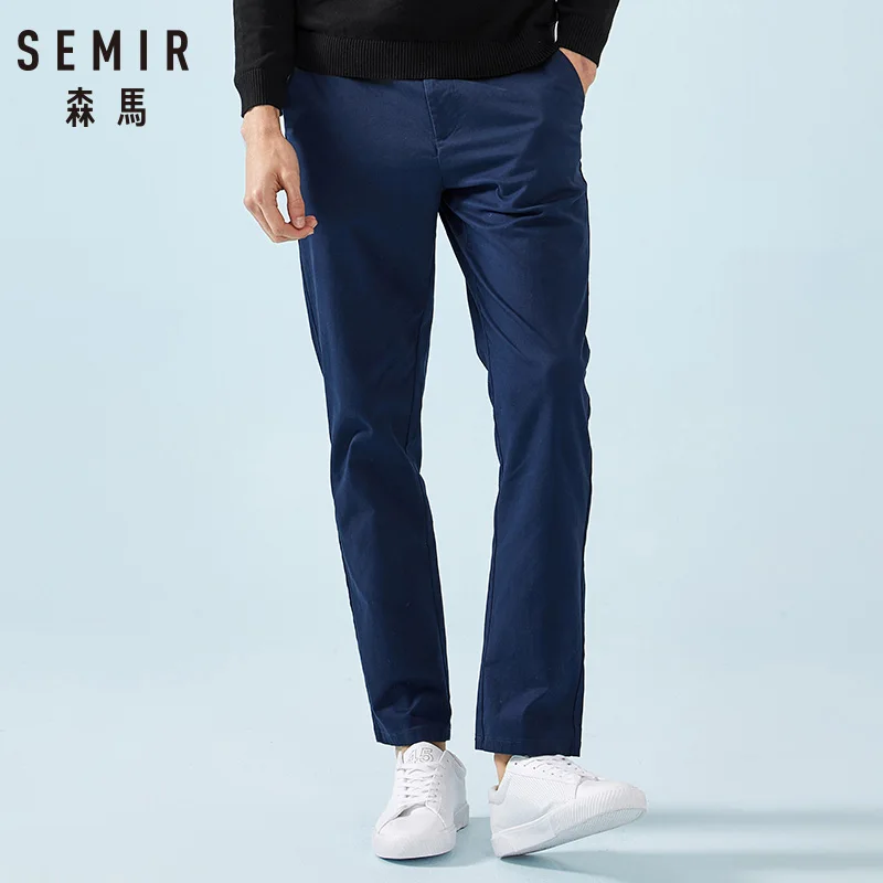 SEMIR Men Standard Fit Chino Pants Cotton Chinos Straight Leg Trousers Elastic Waist in Casual Style for Spring Autumn |