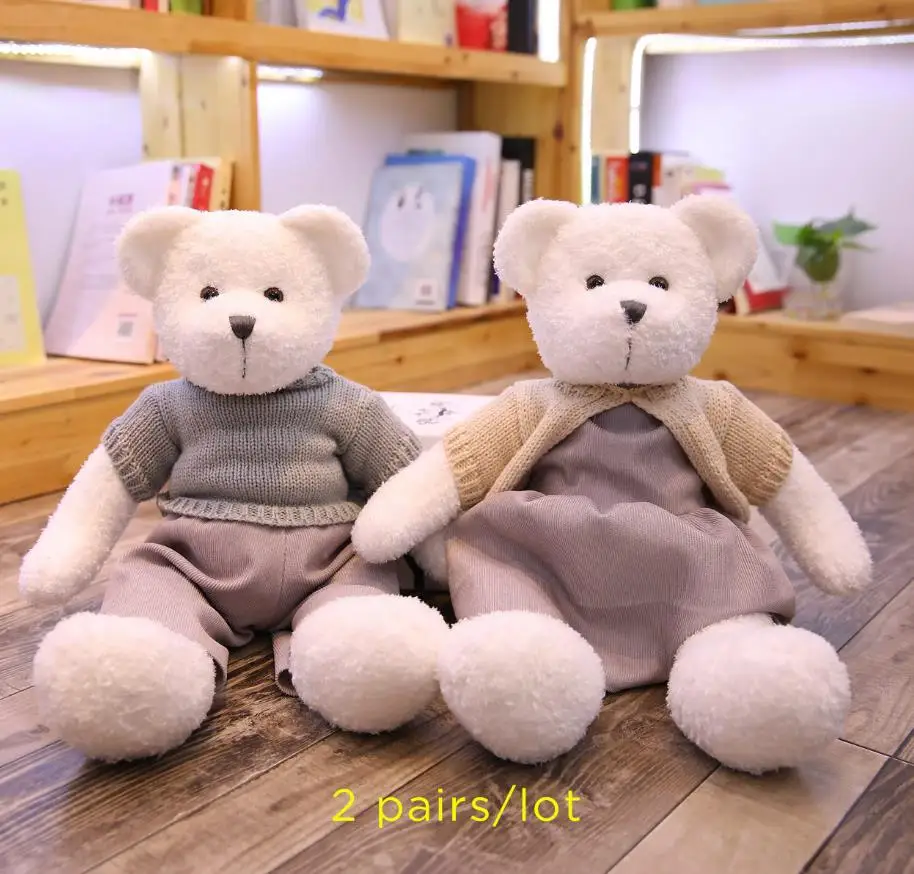 a pair 1 шт. 40/50 см новые стили милая пара плюшевые игрушки плюшевые мишки каваи; свитер детский комплект юбка в виде медведя из мультфильма куклы девушке подарок на день Святого Валентина - Цвет: a pair