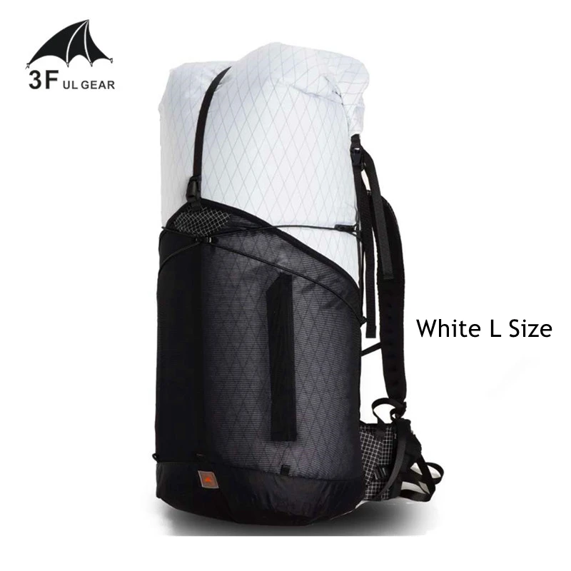 55L XPAC White L 3F UL GEAR 55L большой XPAC рюкзак для скалолазания на открытом воздухе Сверхлегкий каркас меньше пакетов сумки легкий прочный путешествия Кемпинг Туризм - Цвет: 55L XPAC White L