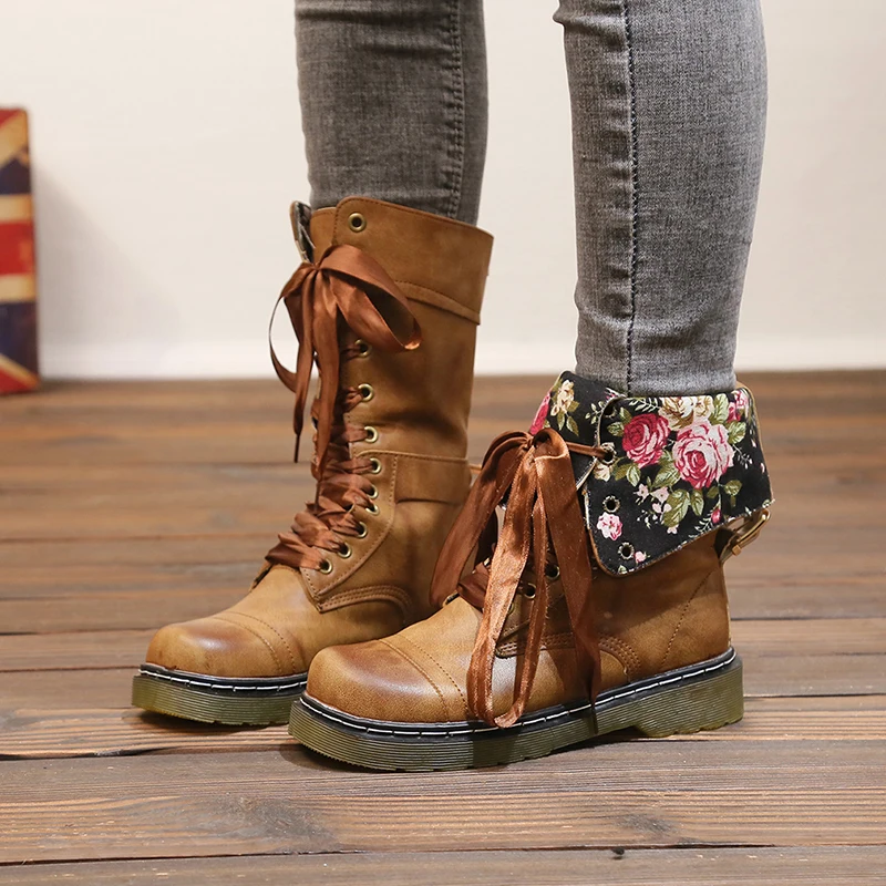 Кожаные сапоги; женские высокие сапоги на шнуровке; сезон осень-зима; Botas; большие размеры 36-43; Zapatos De Mujer