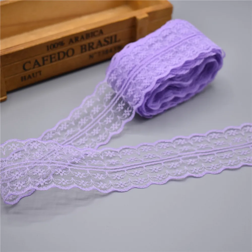 Light Purple Красивые 10 метров кружево, лента, тесьма Ширина 45 мм Отделка Ткань DIY вышитые Чистая шнур для шитья украшение африканская кружевная ткань - Цвет: Light Purple