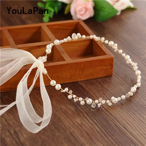 G- ivory organza YouLaPan HP03 Свадебная Тиара повязка на голову для невесты с жемчугом свадебная прическа Аксессуары свадебные украшения для волос свадебная диадема - Цвет: G- ivory organza